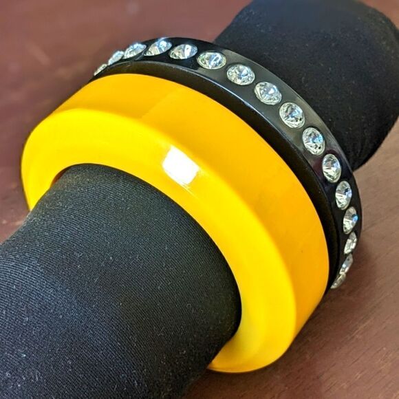 Sonia Rykiel Yellow and Black Bangle Bracelet - Picture 9 of 11